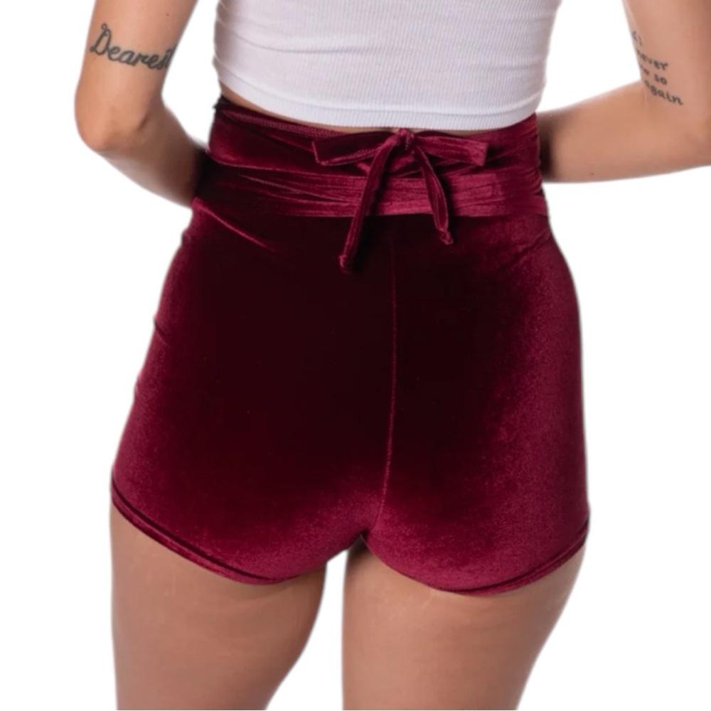 Solstice Intimates High Waist Wrap Tie Red Velvet Shorties XL - Picture 2 of 7